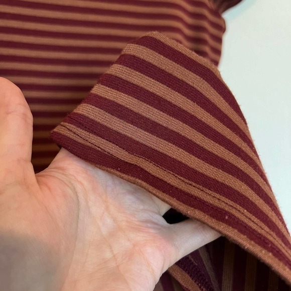 Free People FP Beach Mock Neck Striped Dress in Bordeaux Size Small - Picture 5 of 7